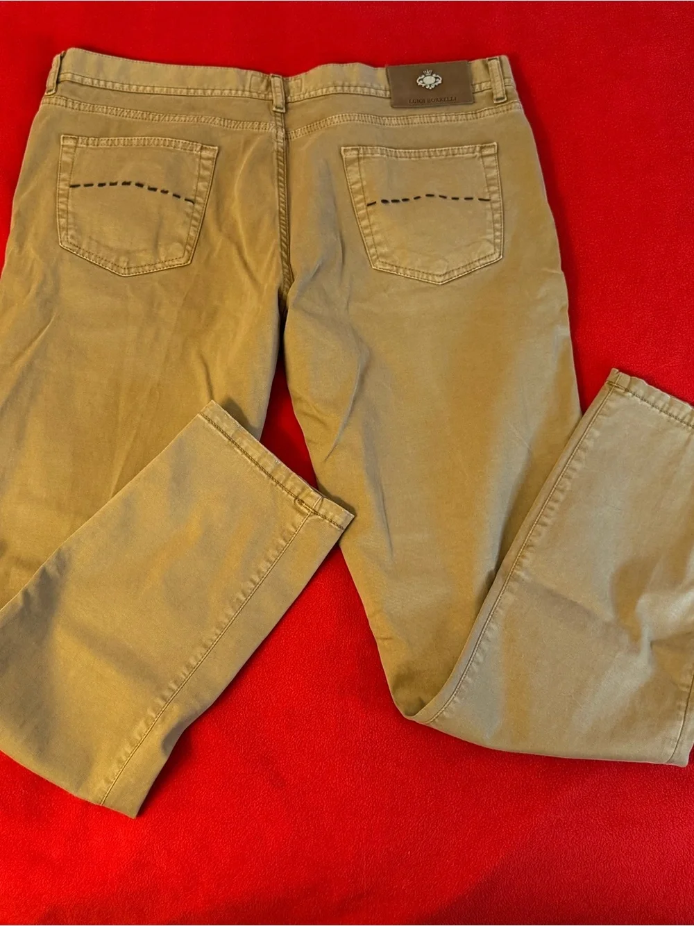 Borrelli Napoli Caracciolo -LB Men's Cotton Beige Khaki Chino Pants Size: 40X31